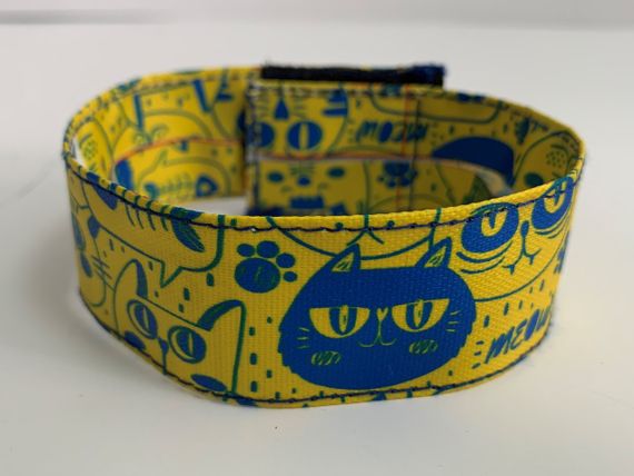 Браслет Українськi коти (жовто-блакитний) на липучці
