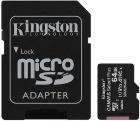 Карта памяти microSDXC (UHS-1) Kingston Canvas Select Plus 64Gb 10 А1 (R-100MB/s) (adapter SD)