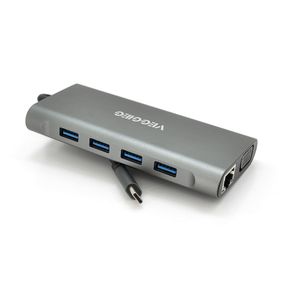 Хаб-конвертор VEGGIEG TC11-S Type-C (тато) на Type-C(мама) + USB3.0*3(мама) + HDMI(мама) + jack3.5(мама) + SD/TF + RJ45, 10 см,