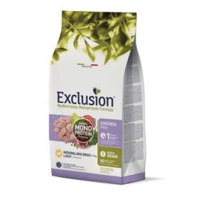 Повнораціонний сухий корм Exclusion Light Chicken Medium&Large Breed з куркою для дорослих собак середніх та великих порід з надмірною вагою та зниженою активністю або стерилізованих 12 кг