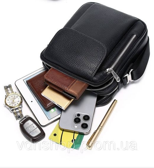 Мужская кожаная сумка-барсетка 19х24х7.5, сумочка планшет через плечо черная Bexhill BX-09164 | Зображення 3