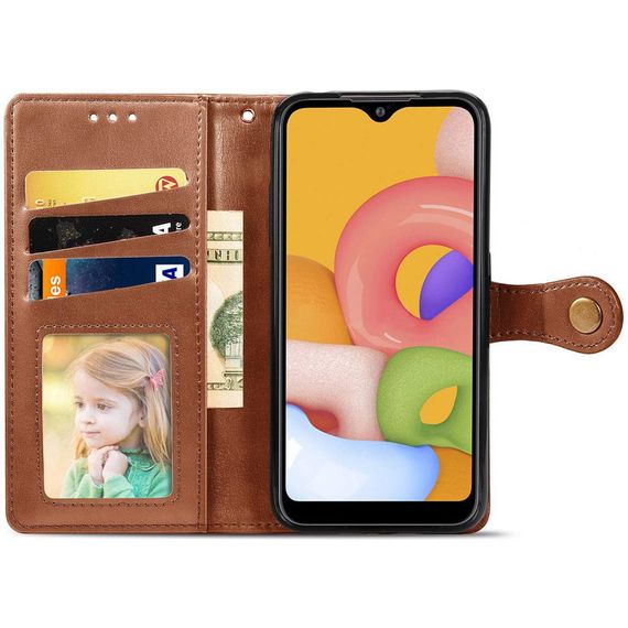 Шкіряний чохол-книжка GETMAN Gallant (PU) для Xiaomi Redmi 12C Штучна шкіра, Слот для візитки, Коричневий | Зображення 2