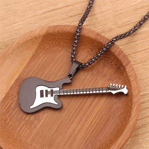 Чоловічий кулон ланцюжок гітара прикрашання біжутерія чорний Fender Stratocaster | Зображення 1