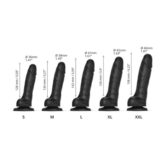 Реалистичный фаллоимитатор Strap-On-Me Sliding Skin Realistic Dildo Black XXL, эффект подвижной кожи sexstyle | Зображення 4