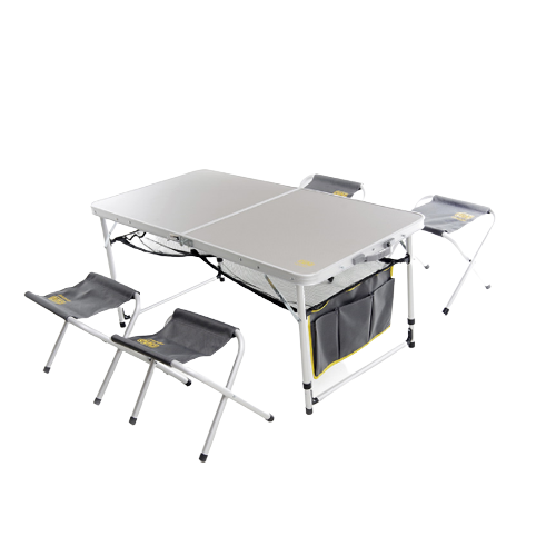 Набір меблів для пікніка Premium на 4 людини стіл-валіза з полицею + 4 стільці 120*60*70 см СІЛА