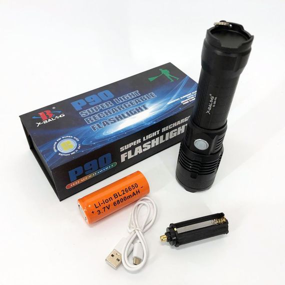 Фонарик с зарядкой от сети X-Balog BL-B88-P90 | Мощный карманный фонарик | Мощный аккумуляторный ND-707 лед фонарик | Зображення 9