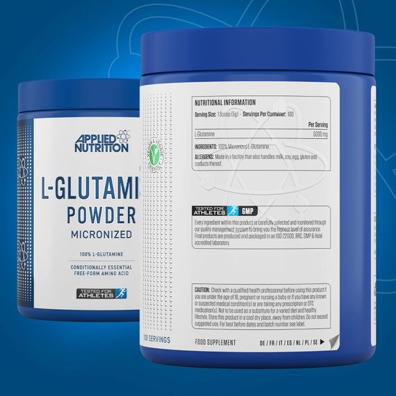 L-глютамін Applied Nutrition L Glutamine Powder Unflavoured (500g - 100 Servings) | Зображення 1
