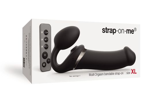 Безремінний вібрострапон з вакуумною стимуляцією Strap-On-Me MULTI ORGASM Black XL, регульований | Зображення 7