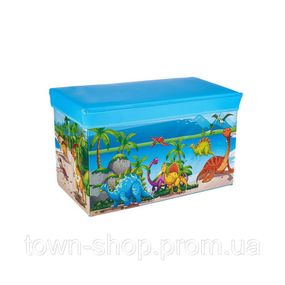 Корзина для игрушек MR 0362 (Динозаврики, Голубой)