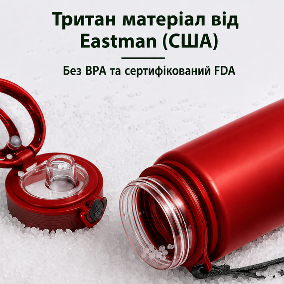 Бутылка KANGZYUAN 700 мл - Красная Tritan BPA-free, ударопрочная, спортивная с эргономичной крышкой | Зображення 5