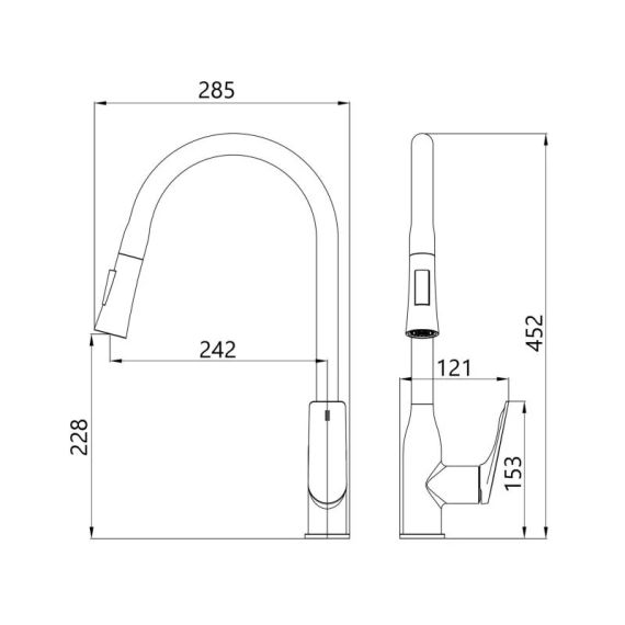 Смеситель для кухни Qtap Vlasta New с выдвижным изливом QTVLA344CRM45646 Chrome | Зображення 1