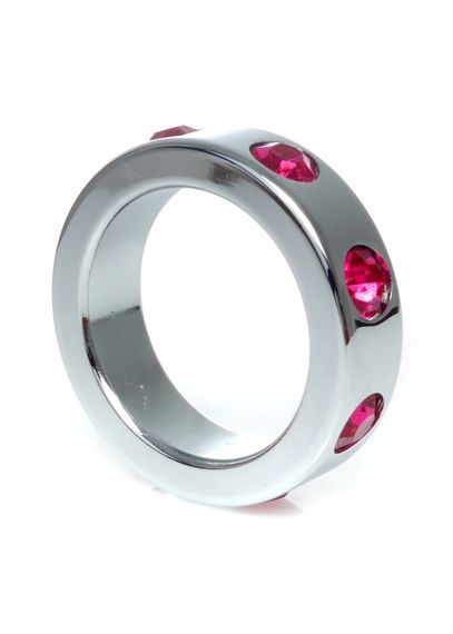 Эрекционное кольцо металлическое Metal Cock Ring with Pink Diamonds Medium sexstyle
