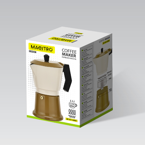 Кавоварка гейзерна 300мл алюмінієва бежевий MR-1657-6-BEIGE Espresso Moka Maestro | Зображення 2