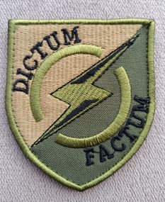 Шеврон 54 ОМБр розвідка DICTUM FACTUM (зелений)