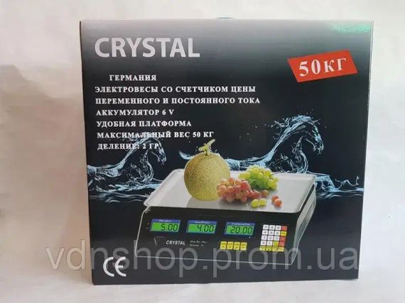 Ваги Crystal 50 kg електронні настільні ваги з калькулятором торговi | Зображення 2