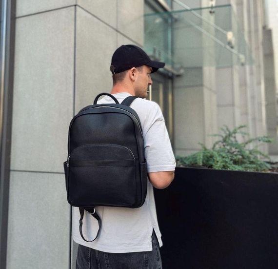 Чоловічий міський шкіряний рюкзак чорний Tiding Bag 60320 | Зображення 2