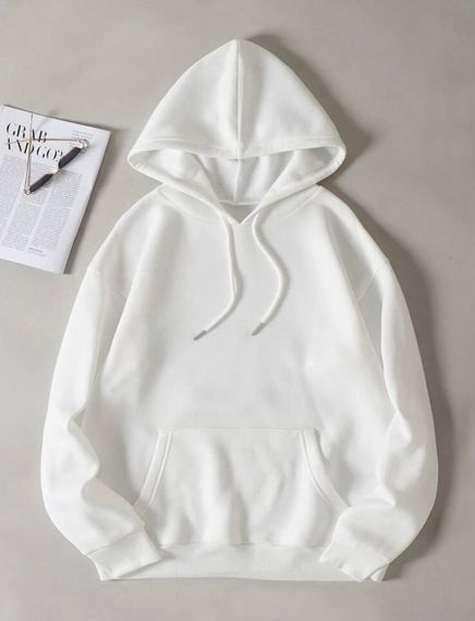 Женский теплый худи на флисе с принтом на спине STI244 Oversize 42/48 цвет белый