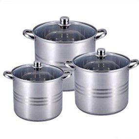 Набір каструль 6 предметів із кришками 11л, 13л, 16л Benson BN-215