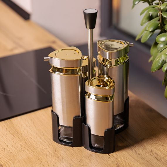 Набір для спецій на підставці 4 ємності 10х10х17 см ємності для приправ HP-1325 | Зображення 5