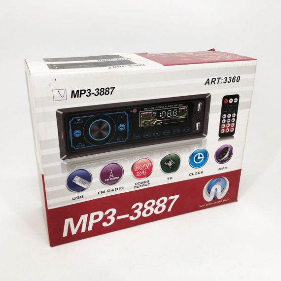 Автомагнітола MP3 3887 ISO 1DIN сенсорний дисплей LED/LCD, Автомобільна магнітола 1din штатна | Зображення 4