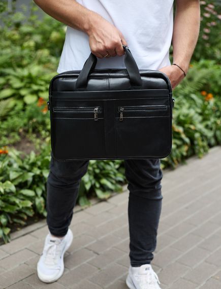 Мужской портфель для ноутбука 38х28х8, офисная кожаная сумочка, городская мужская деловая сумка, черная