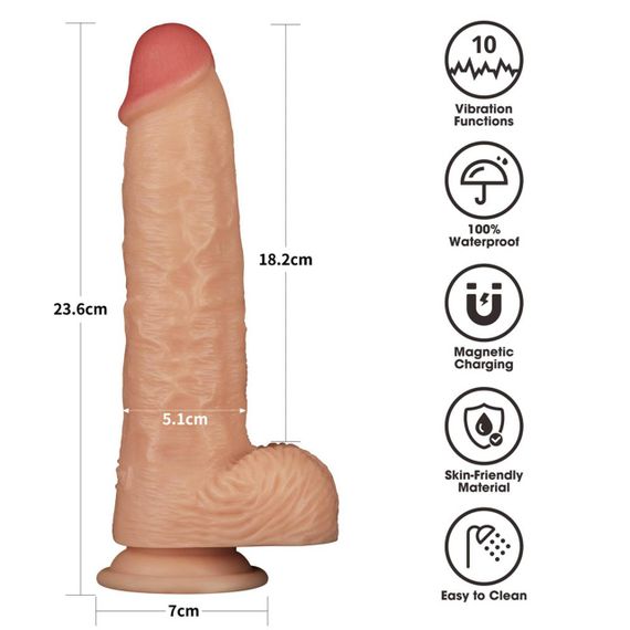 Реалістичний вібратор — Vibrating Power Basics Cock 9.5" Sex Aura | Зображення 1