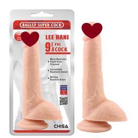 Фаллоимитатор реалистичный Chisa Ballsy Super Cock Lee Hani с мошонкой на присоске, телесный sexstyle