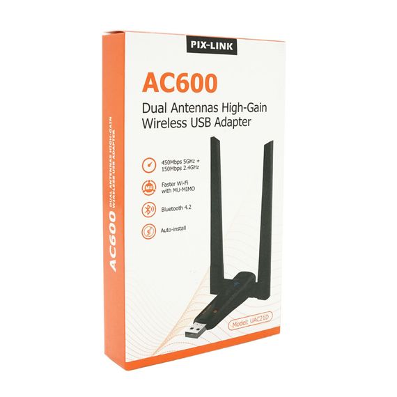 Бездротовий мережний адаптер Wi-Fi-USB Merlion LV-UAC21, RTL8811CU, з 2-ма антенами 10см, 802.11 a/b/g/n, 600MB, 2.4 GHz, Blister | Зображення 2