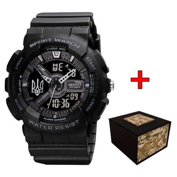 Чоловічий годинник Awarder 005 Тризуб срібло Black