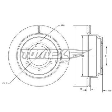 Диск тормозной задний Mitsubishi Pajero II/III/IV/Classic 00- (300x22), TX 73-88