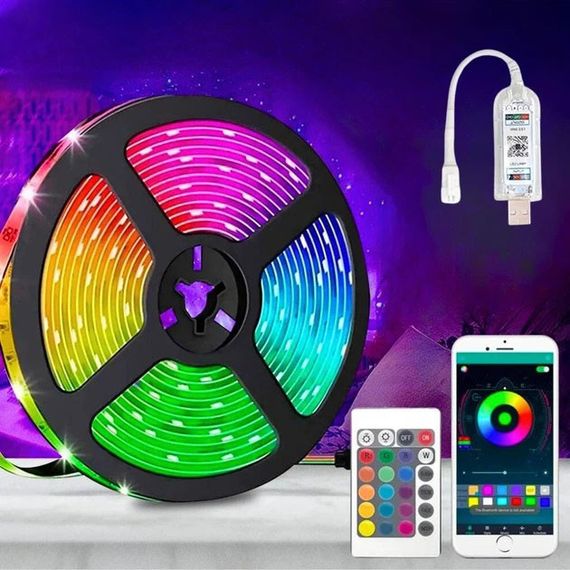 Светодиодная лента USB 6060 5м с динамическими режимами Светодиодное RGB освещение на самоклейке с пультом TC-66 | Зображення 1
