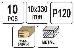 Набір стрічка наждачна нескінченна 10х330 P120 10 штук YATO YT-09746 | Зображення 2