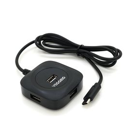 Хаб VEGGIEG V-C240 Type-C,4 порти USB 2.0.20см,Black,Box
