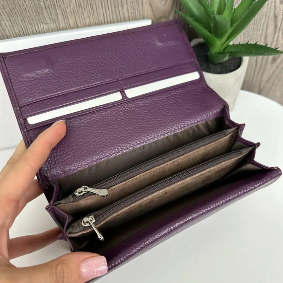 Гаманець клатч жіночий шкіряний великий Фіолетовий | Зображення 3