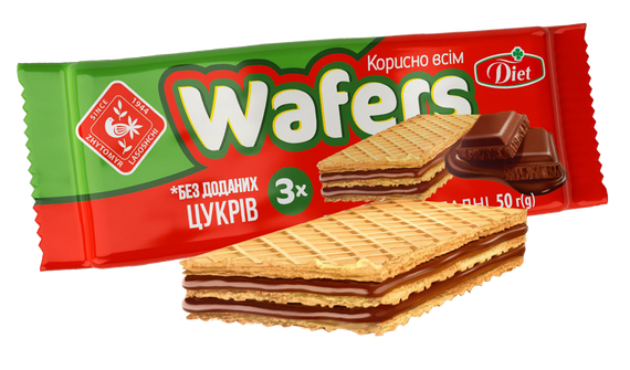 Вафлі з начинкою Wafers Diet з ароматом шоколаду 50г (214318)