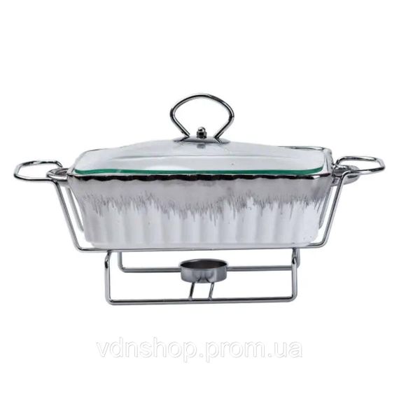 Мармит прямоугольный на 1 л фарфоровый с подогревом 31×16×11 см HP1019