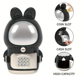 Дитяча електронна Скарбничка Сейф Космонавт із кодовим замком Little Space Rabbit Piggy Bank