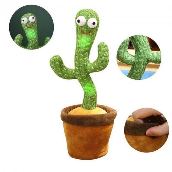 Танцюючий кактус співаючий 120 пісень з підсвічуванням Dancing Cactus TikTok іграшка Повторюшка кактус | Зображення 5
