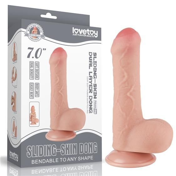 Фалоімітатор - Sliding-Skin Dual Layer Dong 7" Flesh Sex Aura | Зображення 1