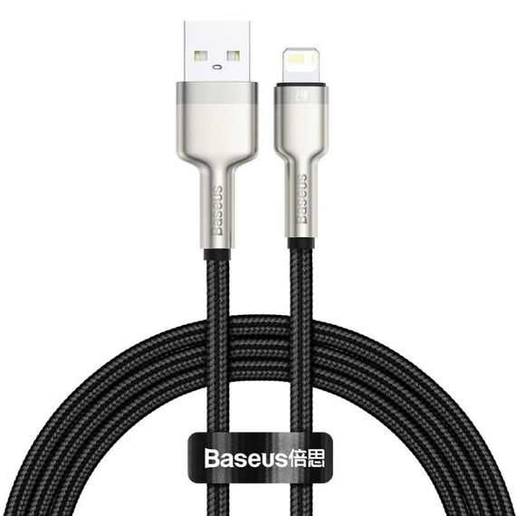 Дата кабель Baseus Cafule Metal USB to Lightning 2.4A (2m) (CALJK-B0) Black