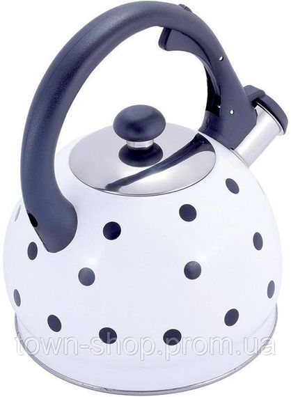 Чайник Kamille Polka Dot Kettle 2л из нержавеющей стали со свистком, в горошек, белый KM-1070WH | Зображення 2