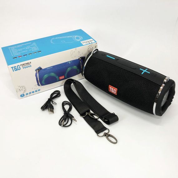 Портативна колонка TG642 з RGB підсвічуванням та ремінцем, акумуляторна колонка для музики. Колір: чорний | Зображення 8