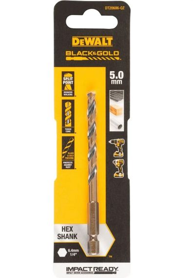 Свердло по металу DeWalt IMPACT Black & Gold 5 мм (DT20606) | Зображення 2