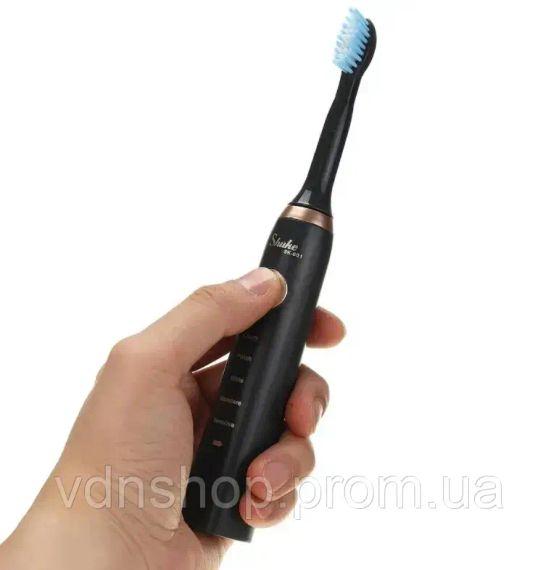 Электрическая зубная щетка Shuke SK-601 аккумуляторная ультразвуковая щетка для зубов 3 насадки | Зображення 5