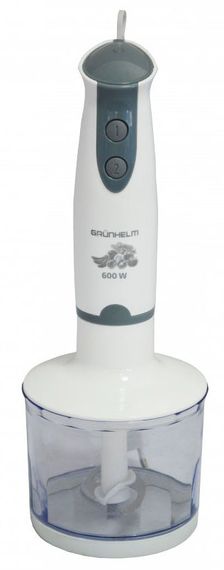 Погружной блендер 3в1 Grunhelm EBS-600SS 600 Вт измельчитель миксер многофункциональный кухонный Бело - серый | Зображення 4
