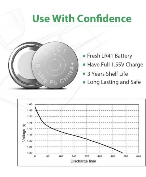Батарея LR41 AG3 392 384 192 1,5 В, LiCB. 10 шт, плоские круглые батарейки | Зображення 3