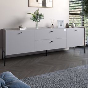 Тумба під телевізор з шухлядами LION Wood з чорними ніжками 180х50х40 см Кашемір (LION-043131)