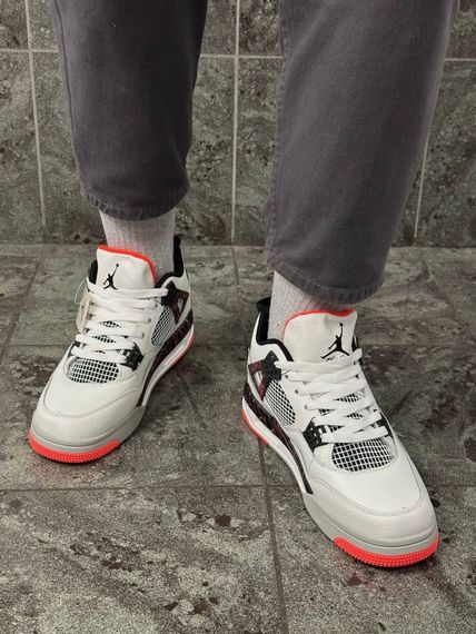 Кросівки Nike Air Jordan 4 Retro (white gray orange) | Зображення 3