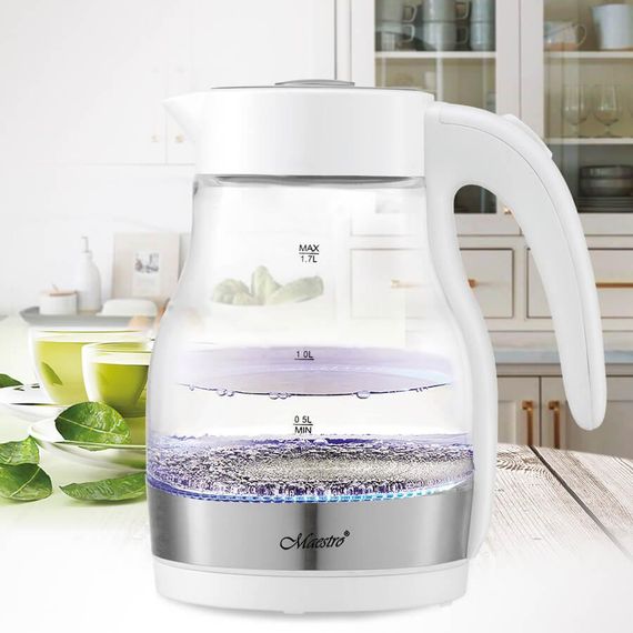 Електрочайник скляний Maestro MR-061-WHITE, 1.7 л, 2000 Вт, з підсвіткою | Зображення 1