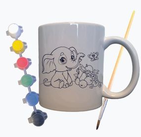 Набір для творчості кружка розмальовка Слоненя 330 мл біла